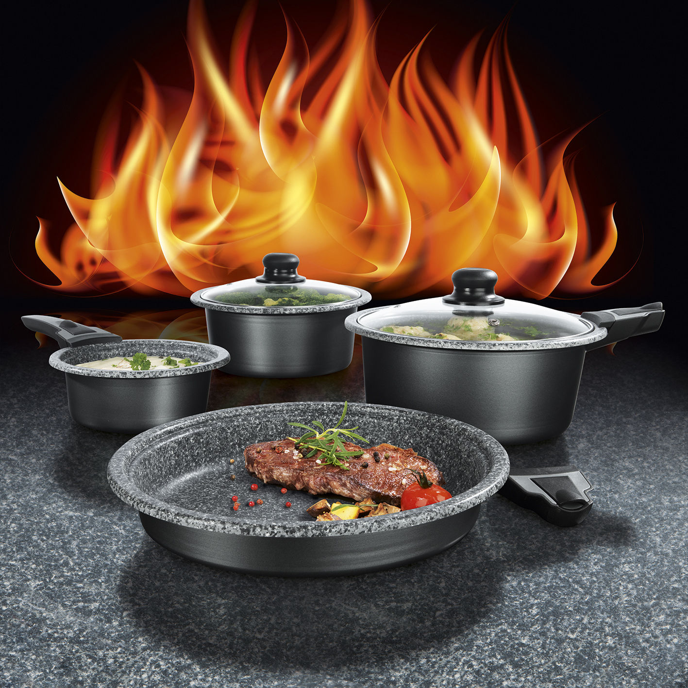 Kochwerk Koch- &amp; Bratset "Click on" 11-tlg. in Anthrazit