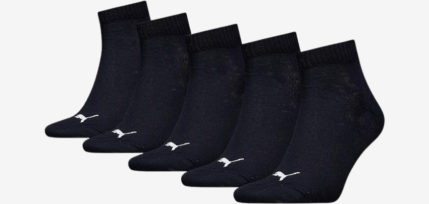5er-Pack Puma Quarter Socken für 12€ - weiche Baumwollmischung, flache Zehennaht