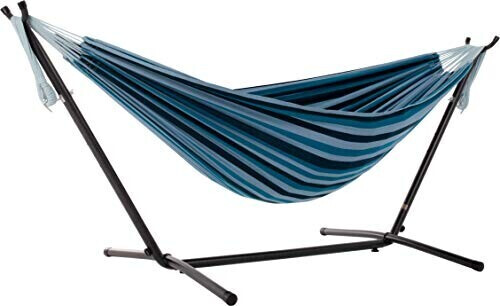 Aktion: Vivere Blue Lagoon Doppel Baumwolle Hängematte mit Hängemattengestell 250 cm 20% günstiger