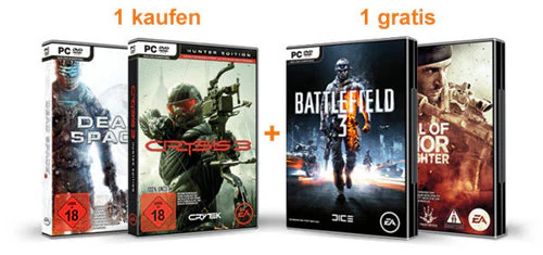 Crysis 3 oder Dead Space 3 kaufen und Medal of Honor: Warfighter oder Battlefield 3 gratis bekommen