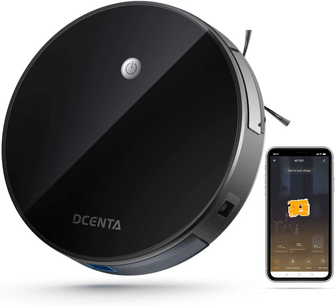 Dcenta Saugroboter - Coupon: QBA5B4KR - WLAN Funktion, extrem flaches Design, 1300Pa Saugkraft, Geräuscharmer Betrieb, 