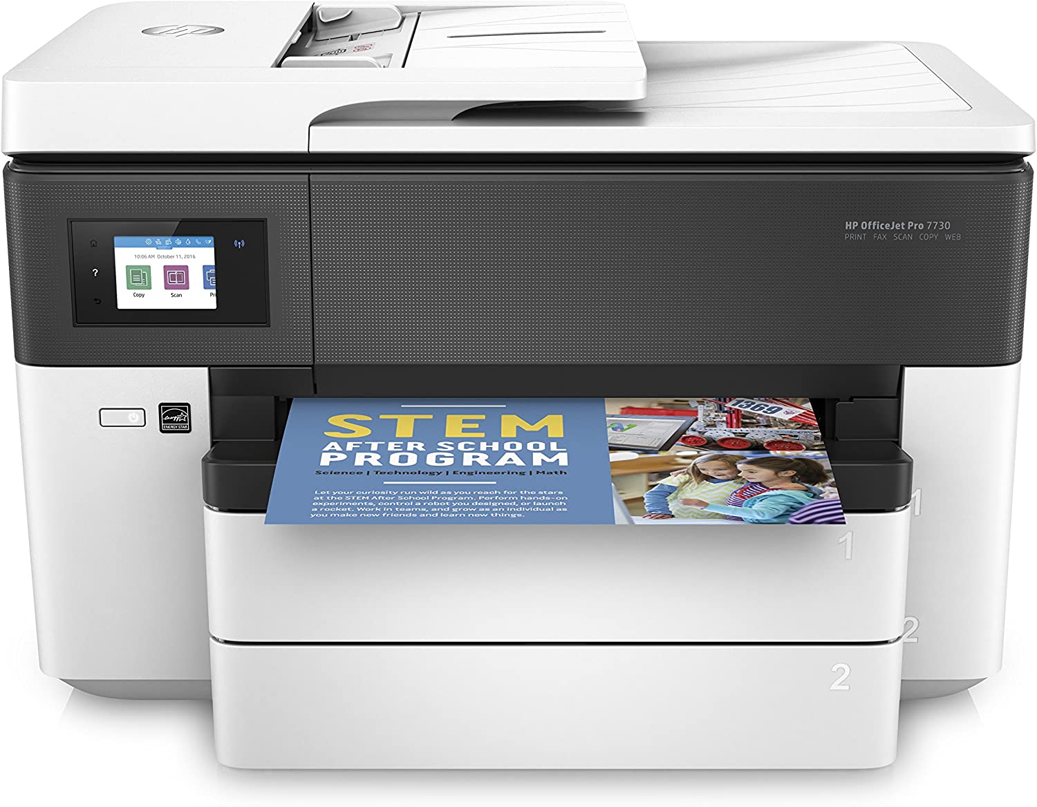 HP OfficeJet Pro 7730 All-in-One Printer, black, white