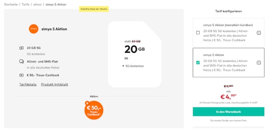 GRATIS! 😱 simyo S Allnet-Flat 🎁 Im 20GB o2-Tarif für 6 Monate effektiv 0€