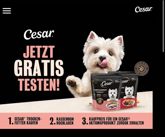 CESAR® CASHBACK"-Aktion 2026 Gratis testen