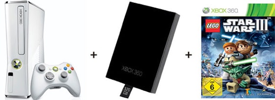 Xbox 360 4GB in weiß mit 320GB Festplatte und Star Wars 3 für 195€