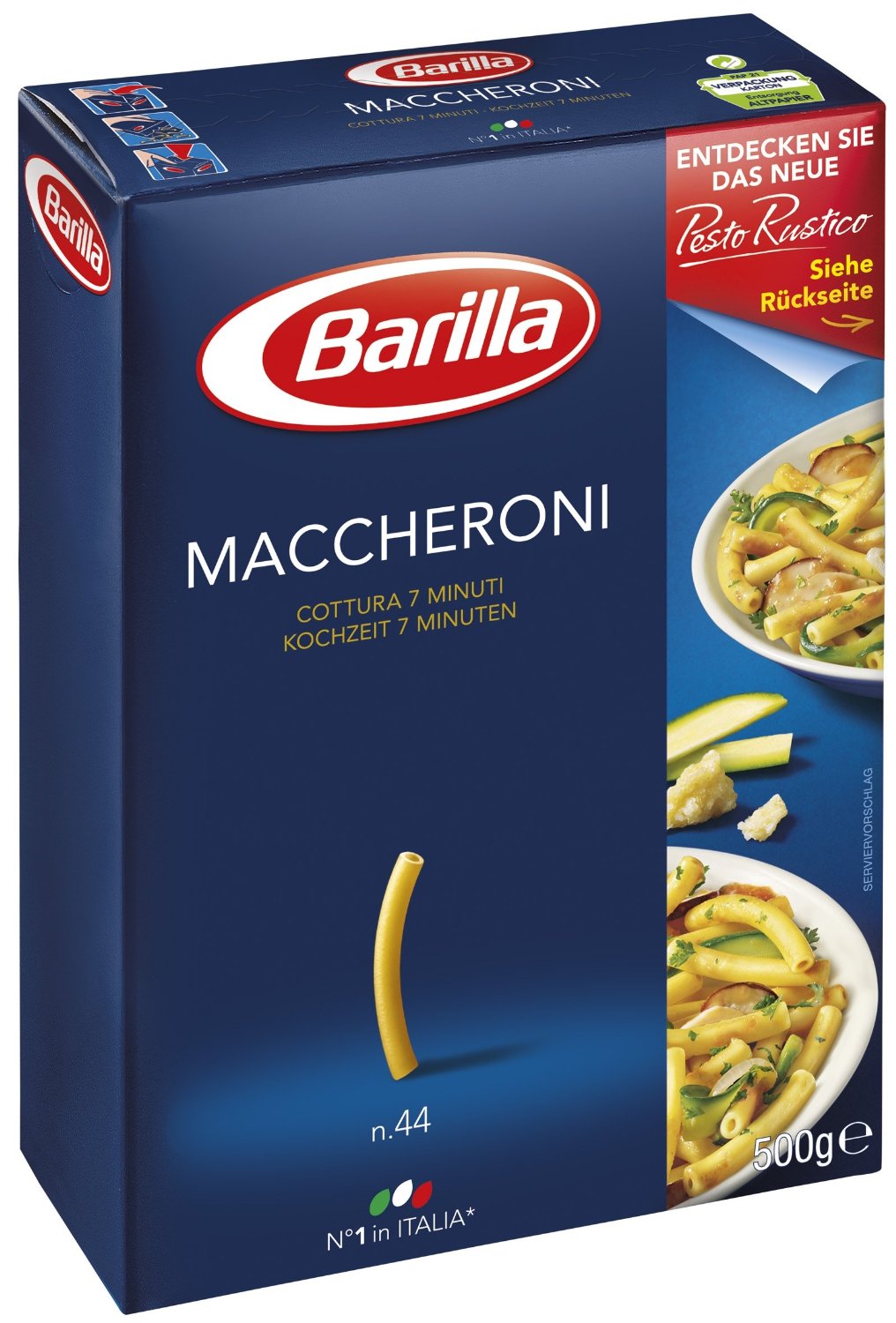 Barilla Maccheroni n. 44, 8er Pack (8 x 500 g) für 4,96€ 