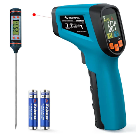 Tilswall IR Thermometer -50°C~600°C Laser temp gun for cooking/BBQ/oven