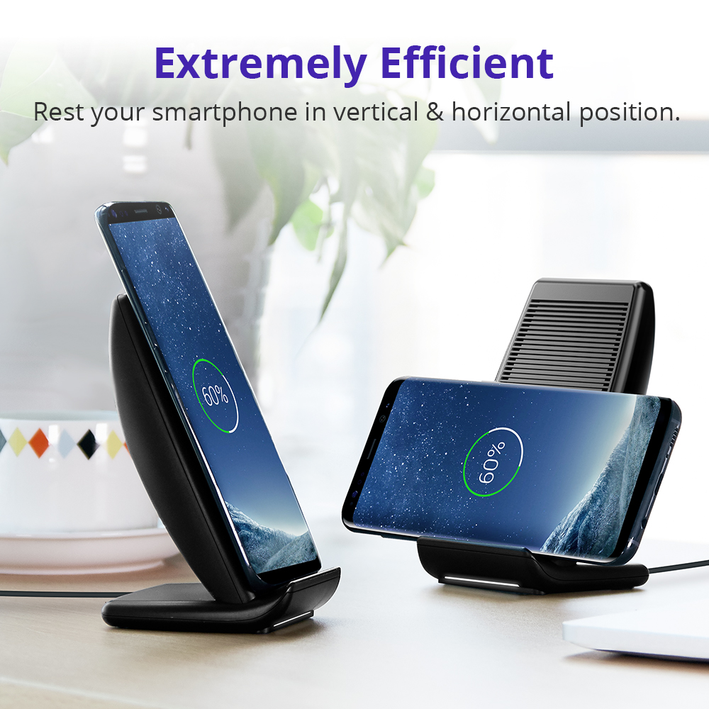 Tronsmart WC05 10 W / 7,5 W / 5W Dual Coil Schnelle Wireless-Ladegerät für iPhoneX / 8/8 Plus Samsung Galaxy Series
