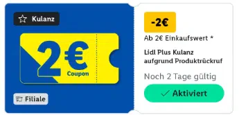 LIDL Plus Kulanzcoupon 2 EUR