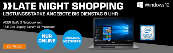 Saturn Late Night Shopping: Windows Deals – z.B. Acer Swift 3 für 399€