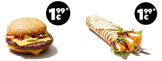 Hamburger Royal Käse oder McWrap Chicken Sweet-Chili für je 1,99€ bei McDonald's