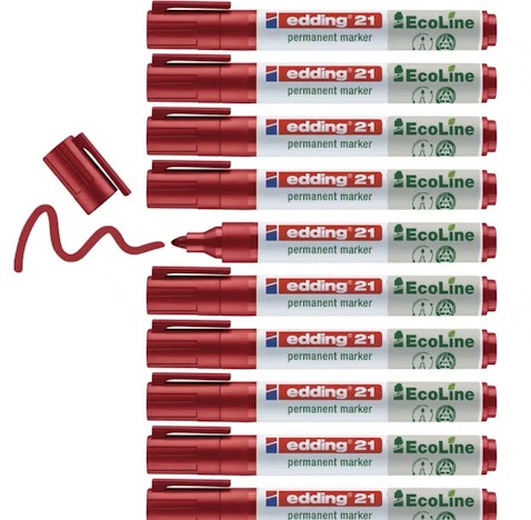 edding 21 Ecoline Permanentmarker 10 Stifte in rot oder in grün für 7,16€(statt 10,94€)