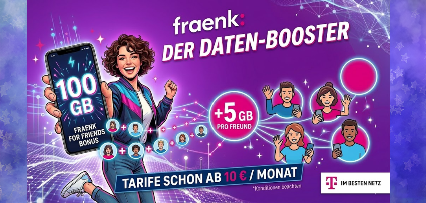 Fraenk erhöht Datenvolumen: Bis zu 100 GB im Telekom-Netz geschenkt?