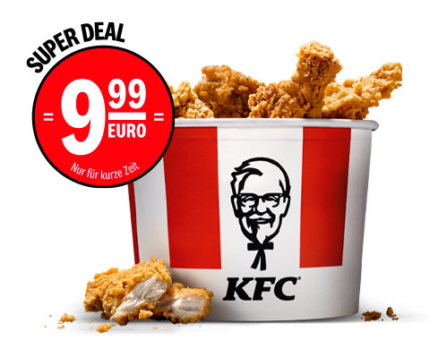 Nur für kurze Zeit! Bucket to go für 9,99€ 🍗 - Bucket mit 4 mild würzigen Filet Bites, 6 scharf marinierten Hot Wings, 4 knusprig leckeren Crispys &amp; 2 Pommes frites