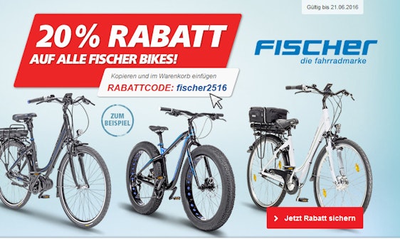 20% Rabatt auf alle Fischer Bikes bei Real - z.B. Elektrobike Proline-EVO für 1.469€
