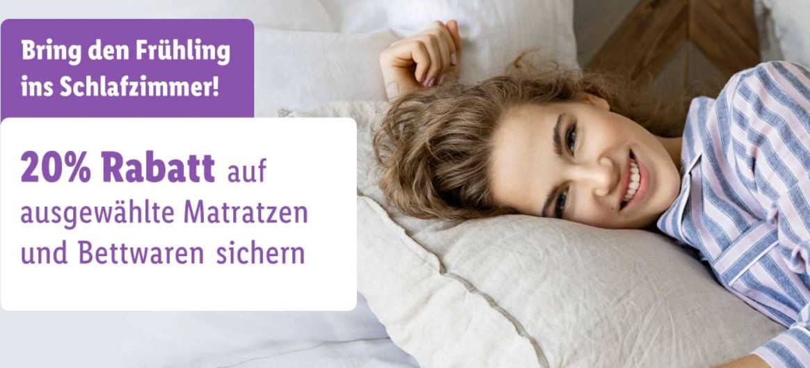 20% Lidl-Gutschein auf Schlafzimmer-Einrichtung - z.B. Meradiso® 7-Zonen Kaltschaummatratze für 198€