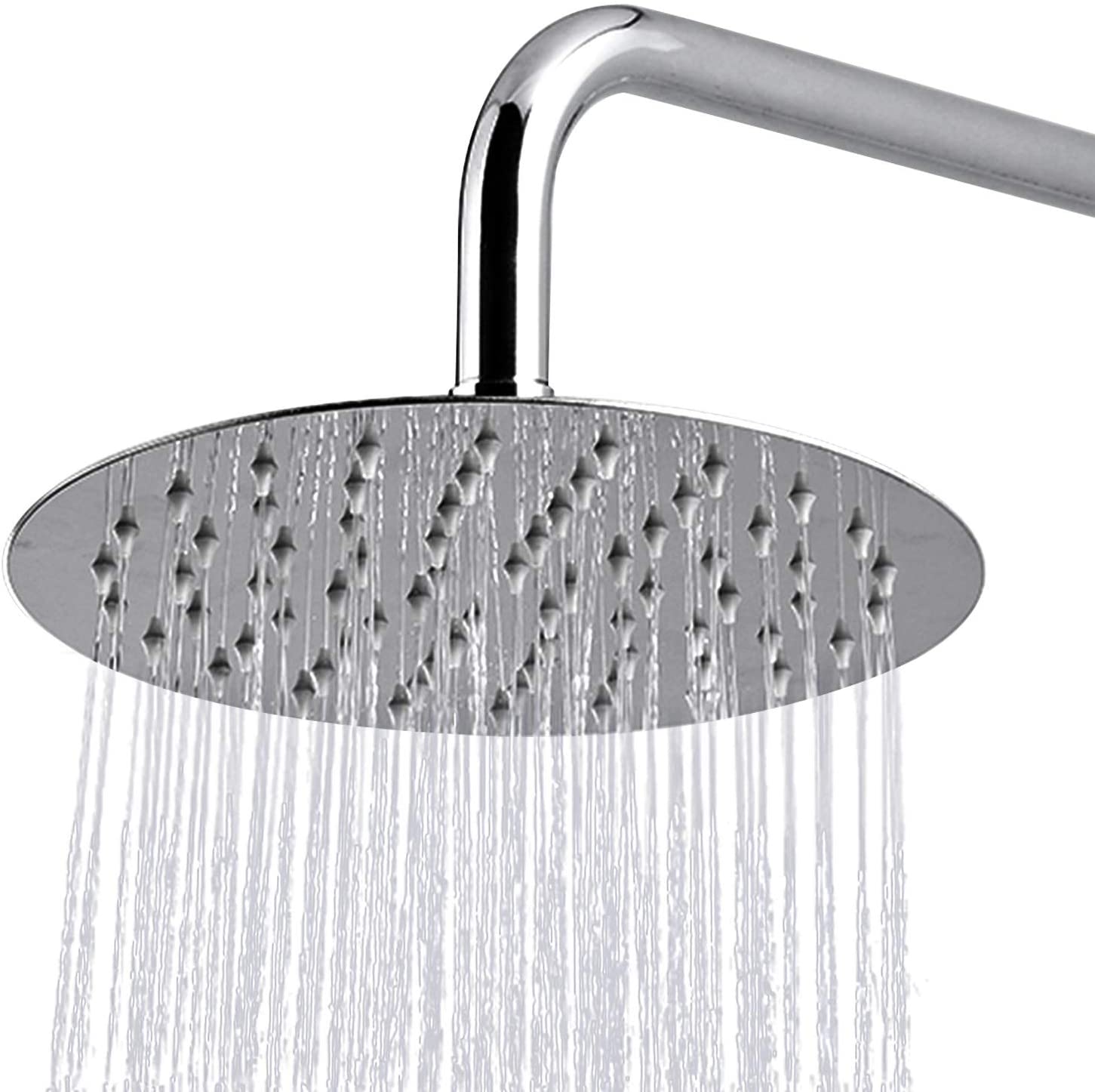 Hengda 12 zoll Runde Wasserfall mit Anti-Kalk-Düsen Duschkopf, Edelstahl, Schwenkbar Einbauduschköpfe 