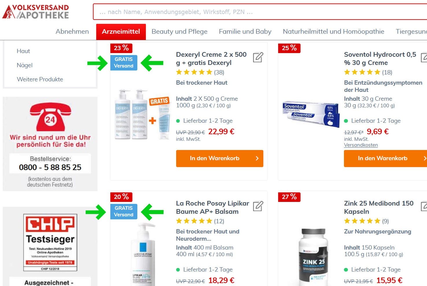Volksversand Versandapotheke versandkostenfrei