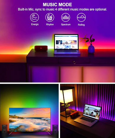 Wasserdichte LED Lichterkette mit APP Sync mit Musik, 5050 flexibler LED Schlauch