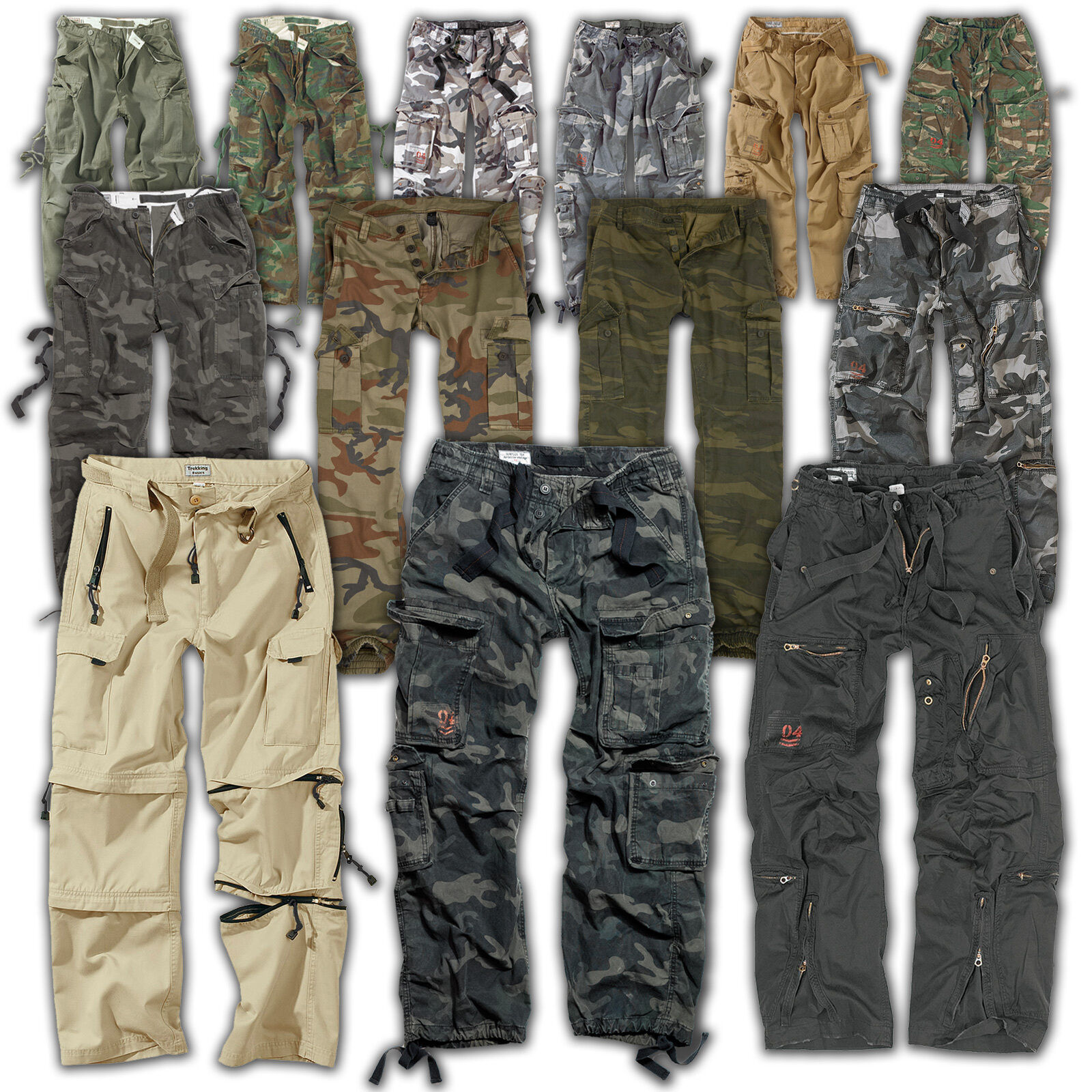 SURPLUS™ Raw Vintage★ AIRBORNE/ FATIGUES/ TREKKING Cargo Hose US Military Pants