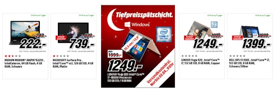 Windows Tiefpreisspätschicht bei Media Markt - z.B. Lenovo Yoga 920 für 1.249€