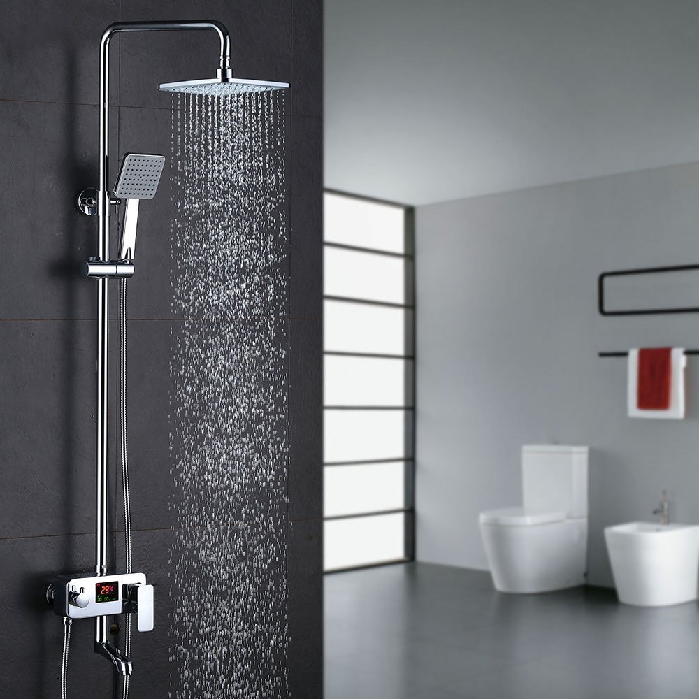Duschsystem - Drei-Funktionen-Duscharmatur mit LCD Wassertemperatur-Displayanzeige