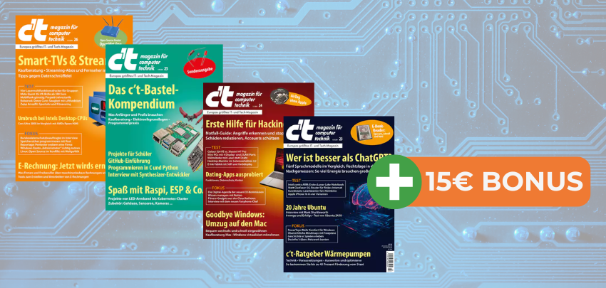 Probeabo c't Magazin für 14€ - mit insgesamt 15€ Gutscheinbonus 