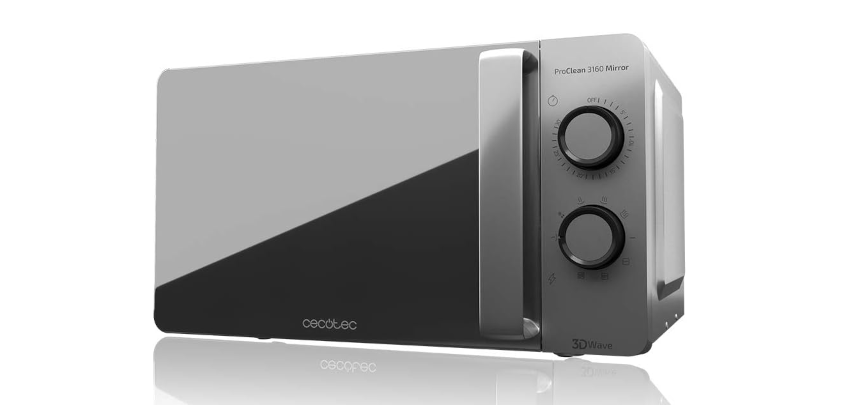 Cecotec Microondas ProClean 3160 Mirror für 75€ - Mikrowellenofen mit 800 Watt, 9 Stufen, Timer-Funktion