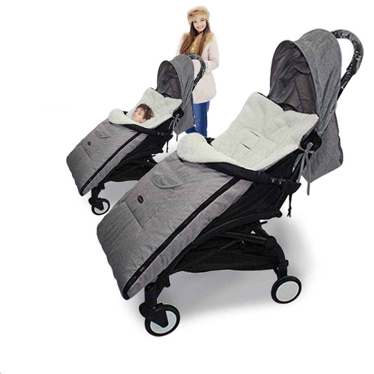 goldmiky Winter Fußsack für Babyschale,Verdickt und Samt, Geeignet für Alter 0-6 