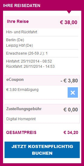 Buchung über SNCB schnaeppchenfuchs