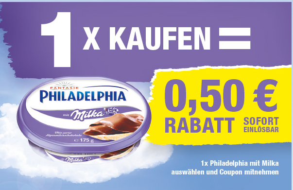 "Philadelphia mit Milka" 0,50€ Rabattcoupon