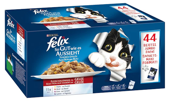 Felix Huhn, Rind, Ente, Lamm, 44er Pack (44 x 100 g) Beutel für 9,99 EUR