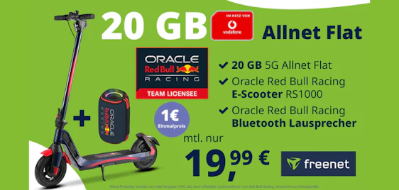 🔥 Nur 80Cent/Monat 🛴 Red Bull E-Scooter & Lautsprecher mit 20 GB Vodafone Allnet Flat