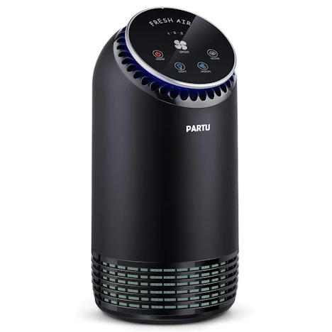 Luftreiniger Air Purifier mit HEPA-Kombifilter & Aktivkohlefilter, Nachtlicht in 7 Farben und Speicherfunktion für Allergiker und Raucher