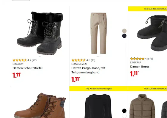 Preisfehler bei LIDL 1,11 Esmara