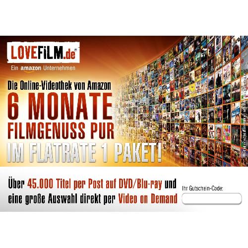 LOVEFiLM - 6 Monate Flatrate 1 Paket (für LOVEFiLM-Neukunden) für nur 18,99€