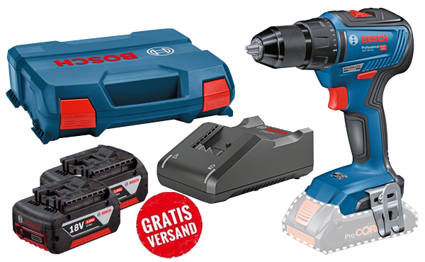Bosch Professional Akku Bohrschrauber GSR 18V-55 + 2 x 18V 3,0Ah Akku + Ladegerät + L-Case
