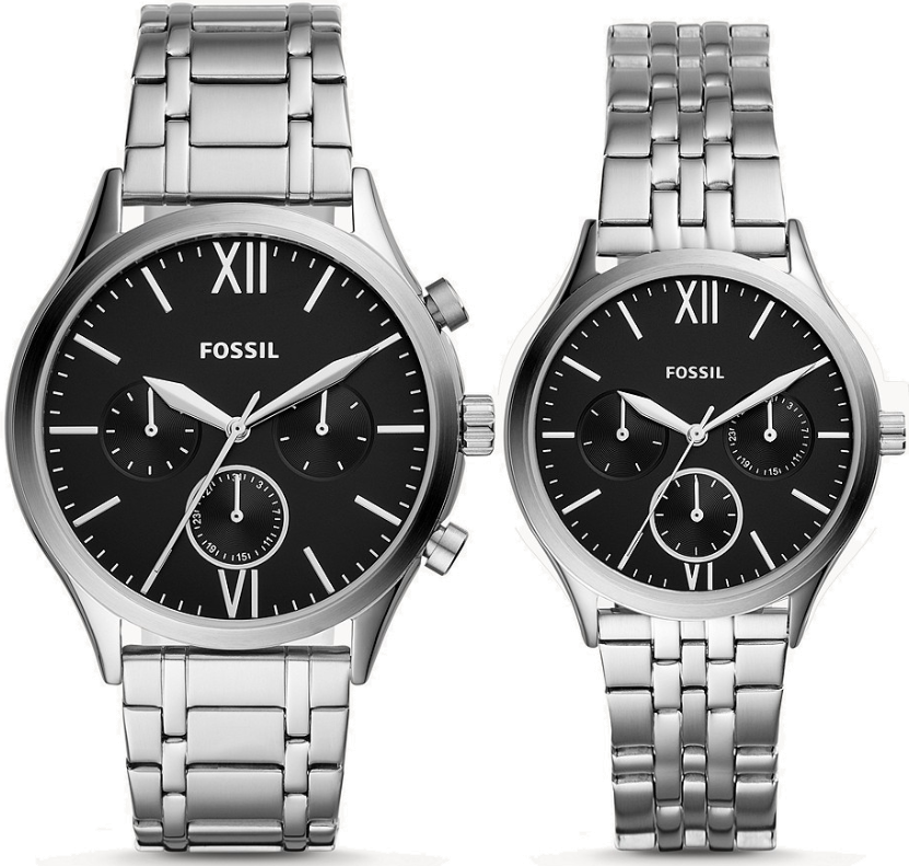 Fossil Fenmore BQ2469 Damen- &amp; Herrenuhr-Set für 64€ ⌚🥰 – Chronographen-Set (44mm + 34mm) mit Edelstahlarmband