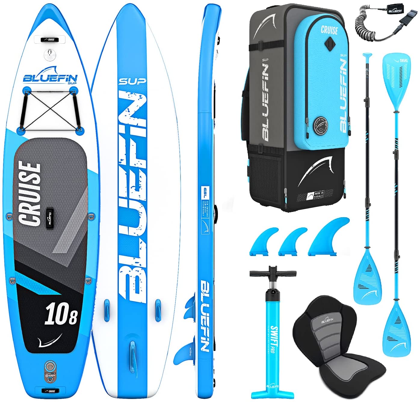 Bluefin Cruise SUP Board Set (10,8") für 509€ - Aufblasbar, Kajak-Sitz, Komplettes Zubehör