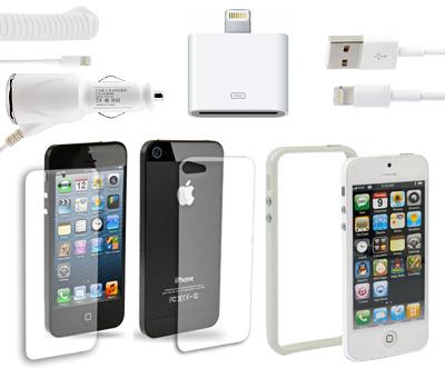 iPhone-5-Zubehör-Set mit 1 Bumper (2 Farben zur Wahl), 2 Schutzfolien (für vorne und hinten) und 1 Kfz-Ladekabel bei billy24 für 16,99€