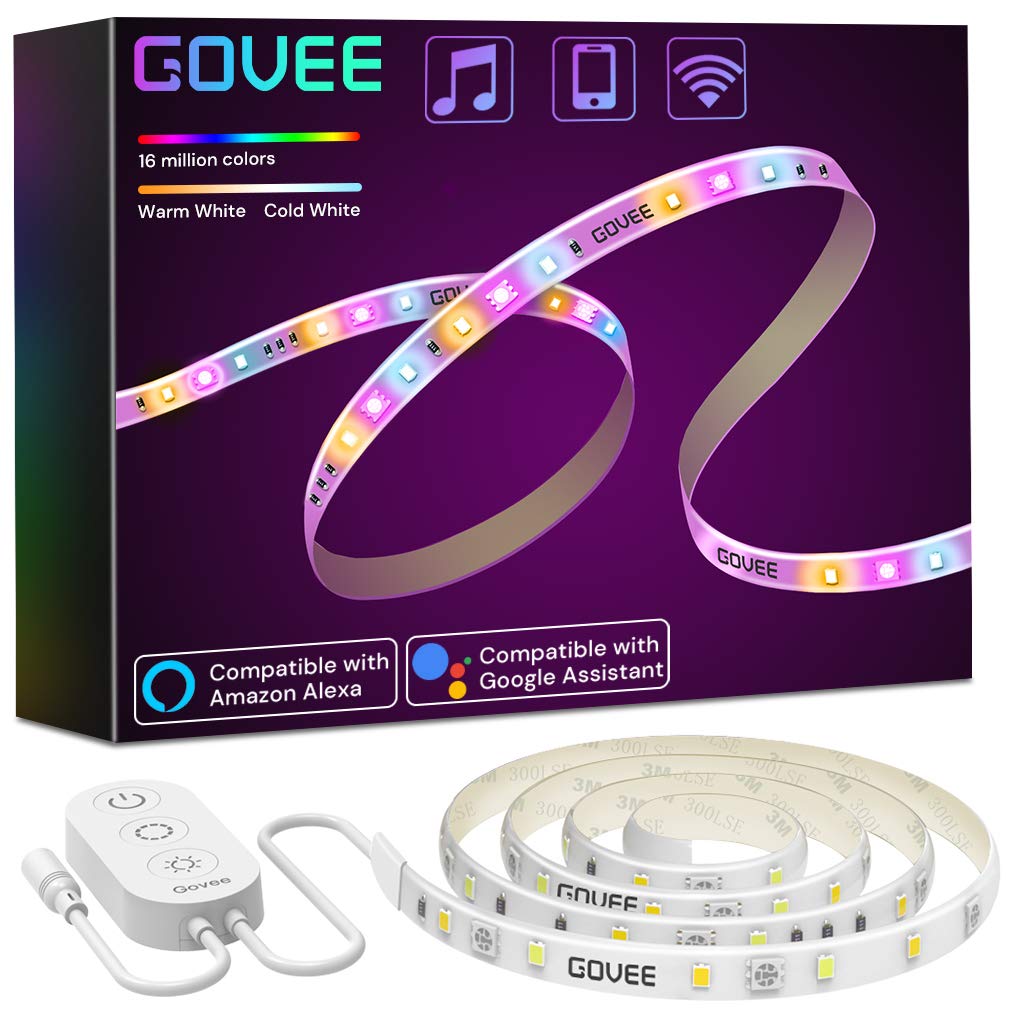 LED Strip, Govee 2m WiFi LED Streifen mit Alexa, 16 Millionen Farben, Warmweiß und kaltweißes, Wasserdicht