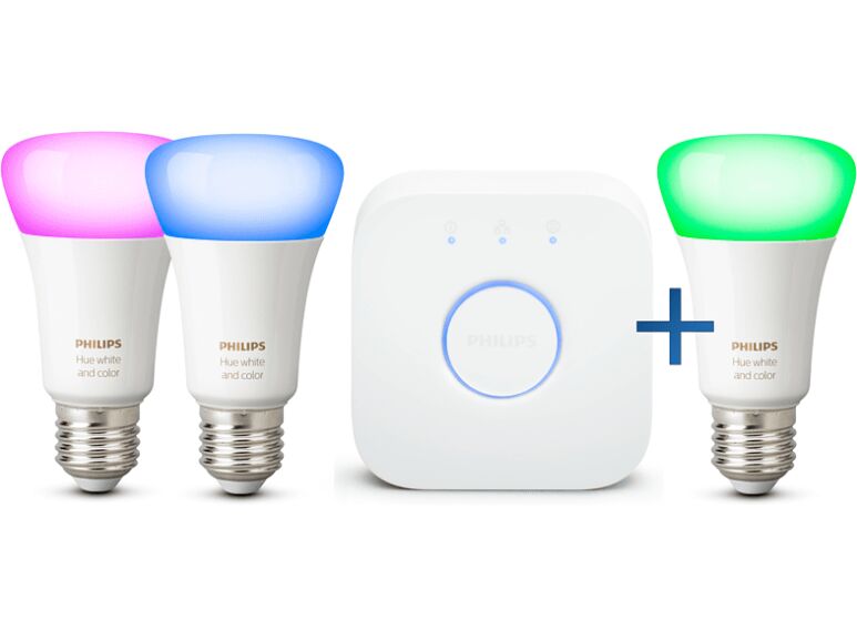 PHILIPS Hue White und Color Ambiance E27 Lampenset mit Bridge mehrfarbig