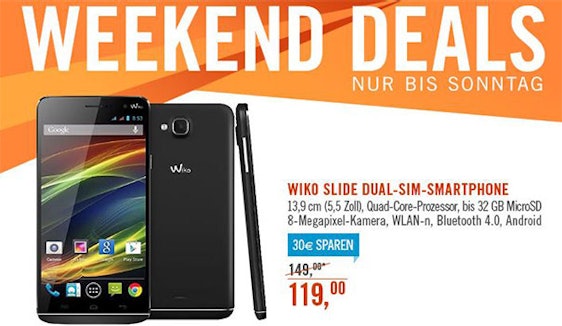 Wiko Slide 5,5 Zoll Dual-SIM Smartphone für 119€ - gutes und günstiges Smartphone 4GB Speicher, 1,3Ghz Quad-Core, Android 4,4 KitKat