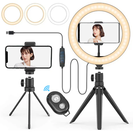 30% OFF für 10'' Selfie Ringlicht Stativ mit Fernbedienung
