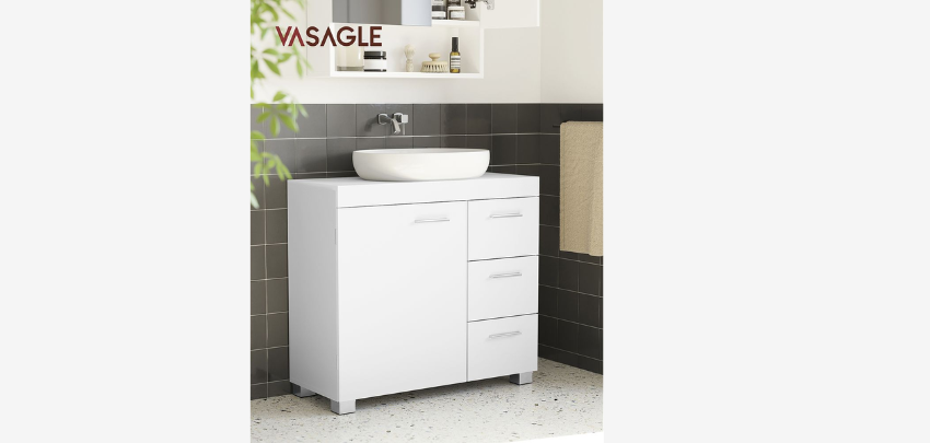 VASAGLE Waschbeckenunterschrank für 53€ - MDF-Platten, Kippschutz, pflegeleicht