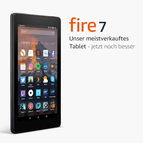 Prime - Fire 7-Tablet, 8 GB, Schwarz, mit Spezialangeboten (vorherige Generation – 7.)