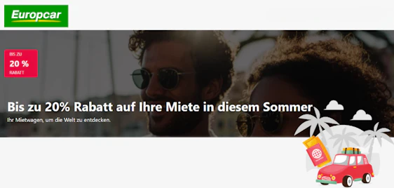 Sommer Flash Sale! ☀️ Bis zu 20% Rabatt auf Mietwagen weltweit bei Europcar 🚗