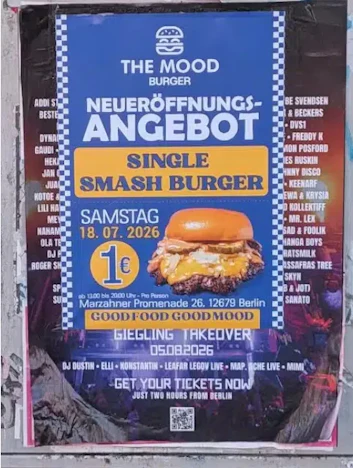 Smashburger für 1€ am 18.07 - Mood Burger, Berlin