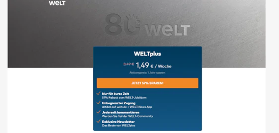 WELTplus Abo für 1,49€/Woche - unbegrenzter Zugang, inkl. App
