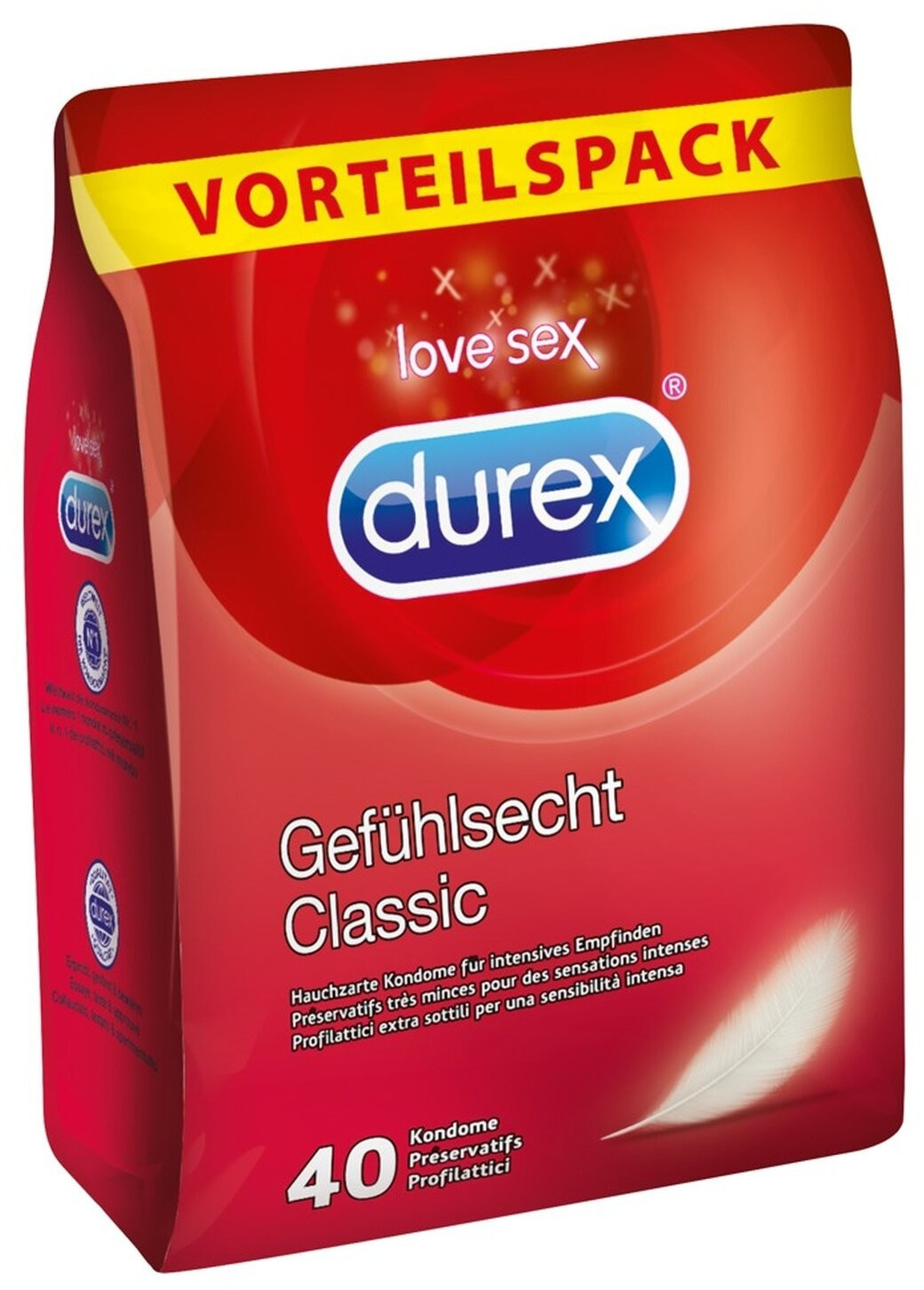 Durex Gefühlsecht Classic Kondome für 18€ - 40er Vorteilspack